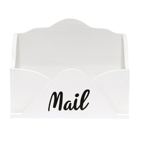 ELEGANT DESIGNS Envelope Shaped Letter Holder, Bills Organizer, Storage Box Crate with Mail Script in Black, White HG2020-WHT
